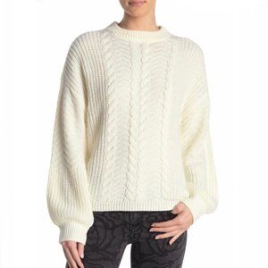 Abound Puffy Sleeve Solid Braid Pattern Sweater
